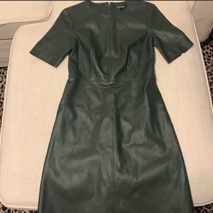 Green vegan leather shift dress